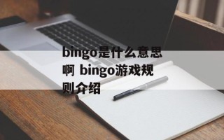 bingo是什么意思啊 bingo游戏规则介绍