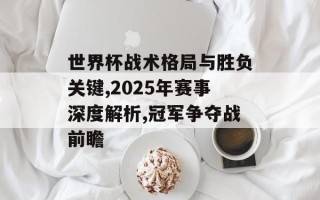 世界杯战术格局与胜负关键,2025年赛事深度解析,冠军争夺战前瞻