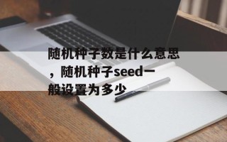 随机种子数是什么意思，随机种子seed一般设置为多少