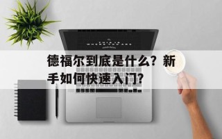 德福尔到底是什么？新手如何快速入门？