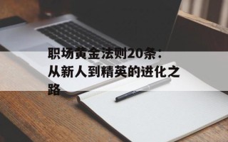职场黄金法则20条：从新人到精英的进化之路