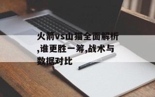 火箭vs山猫全面解析,谁更胜一筹,战术与数据对比