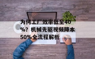 为何工厂效率低至40%？机械先驱视频降本50%全流程解析