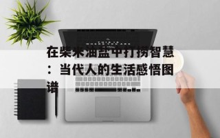 在柴米油盐中打捞智慧：当代人的生活感悟图谱