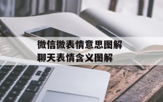 微信微表情意思图解 聊天表情含义图解