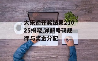 大乐透开奖结果21025揭晓,详解号码规律与奖金分配