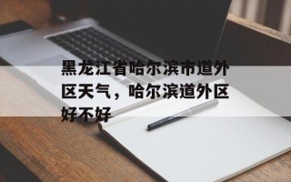 黑龙江省哈尔滨市道外区天气，哈尔滨道外区好不好