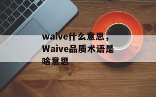 waive什么意思，Waive品质术语是啥意思