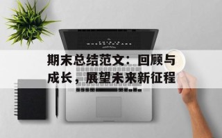 期末总结范文：回顾与成长，展望未来新征程