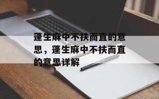 蓬生麻中不扶而直的意思，蓬生麻中不扶而直的意思详解