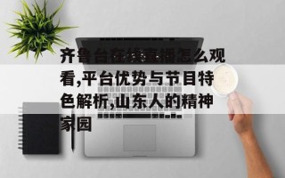 齐鲁台在线直播怎么观看,平台优势与节目特色解析,山东人的精神家园