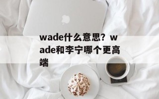 wade什么意思？wade和李宁哪个更高端