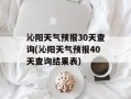 沁阳天气预报30天查询(沁阳天气预报40天查询结果表)