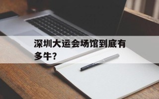 深圳大运会场馆到底有多牛？