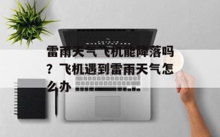 雷雨天气飞机能降落吗？飞机遇到雷雨天气怎么办