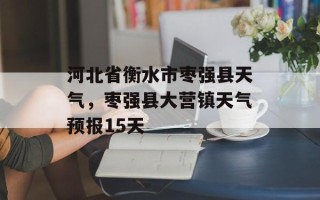 河北省衡水市枣强县天气，枣强县大营镇天气预报15天
